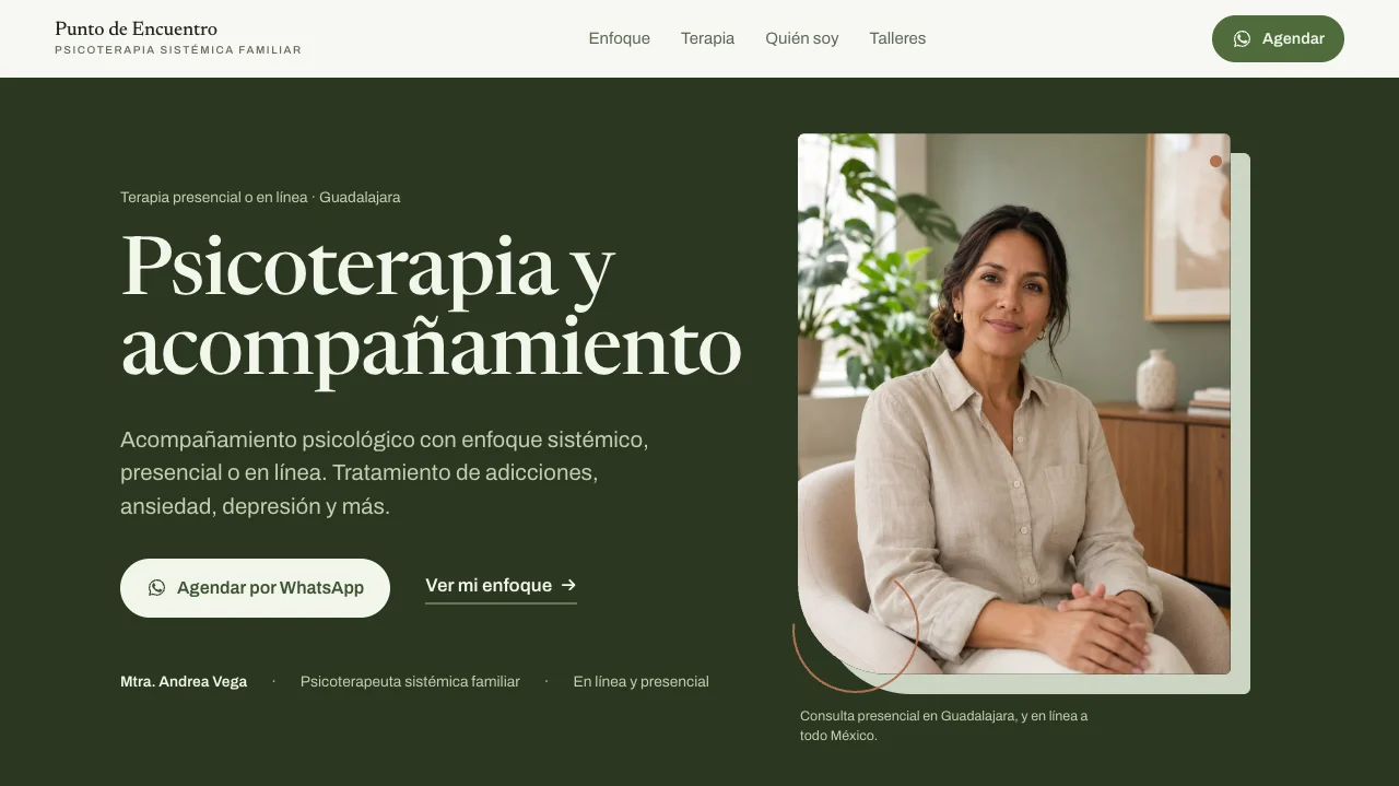 Vista previa de un sitio de muestra para consulta de psicología